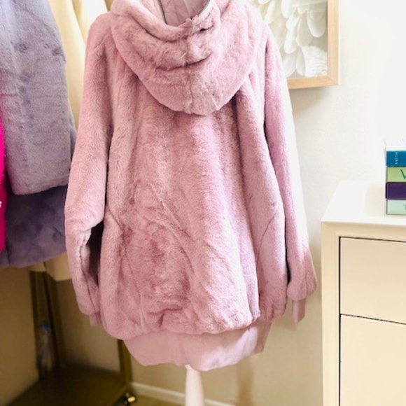 Free People Mauve Turn Up Fleece Zip Hoodie - Picture 5 of 8